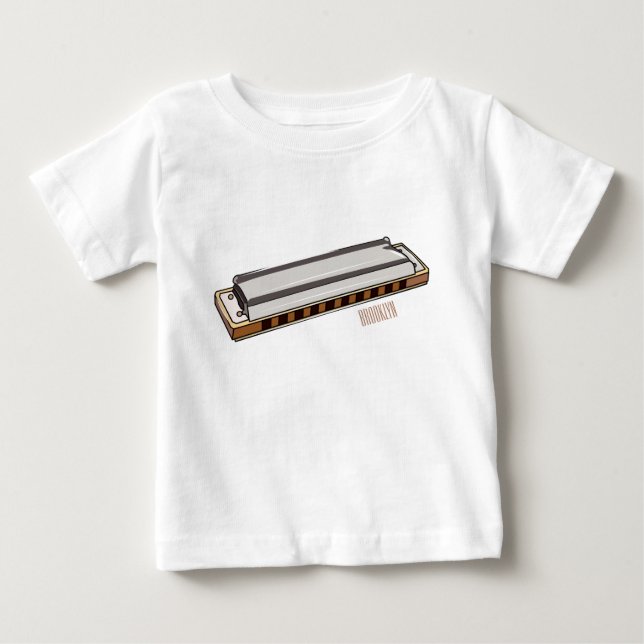T-shirt Pour Bébé Illustration de dessin d'Harmonica (Devant)