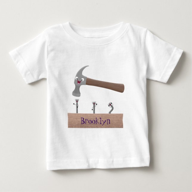 T-shirt Pour Bébé Illustration de dessin mignon, marteau et ongles (Devant)