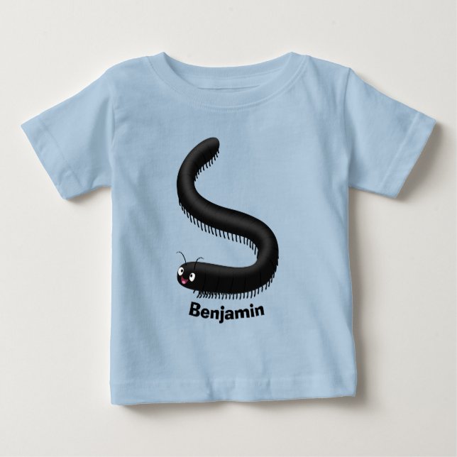 T-shirt Pour Bébé Illustration de dessin mignon millipede (Devant)