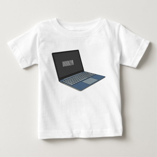 T-shirt Pour Bébé Illustration de dessin sur ordinateur portable (Devant)