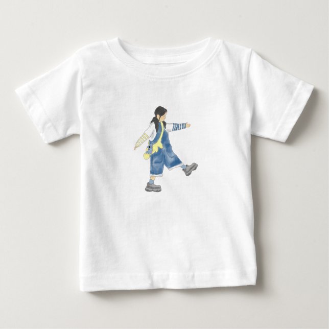 T-shirt Pour Bébé Illustration de filles à l'aquarelle  (Devant)