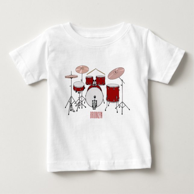 T-shirt Pour Bébé Illustration de kit de batterie (Devant)