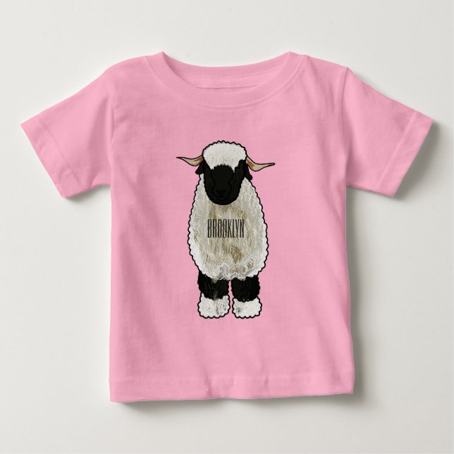 T-shirt Pour Bébé Illustration de la caricature de mouton Valais Bla (Devant)