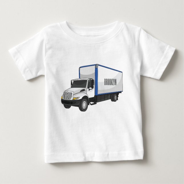 T-shirt Pour Bébé Illustration de la caricature du camion-boîte (Devant)