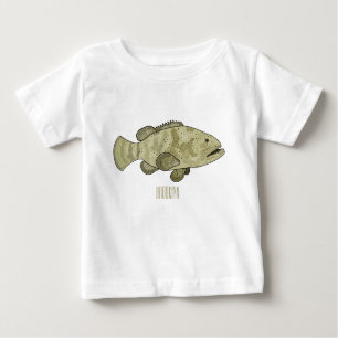 T-shirt Pour Bébé Illustration de la caricature du poisson de mérou