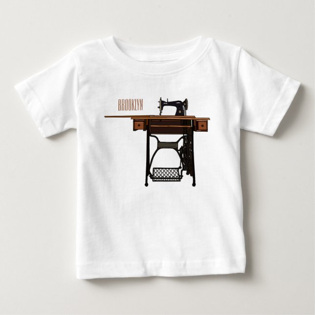 T-shirt Pour Bébé Illustration de la machine à coudre (Devant)