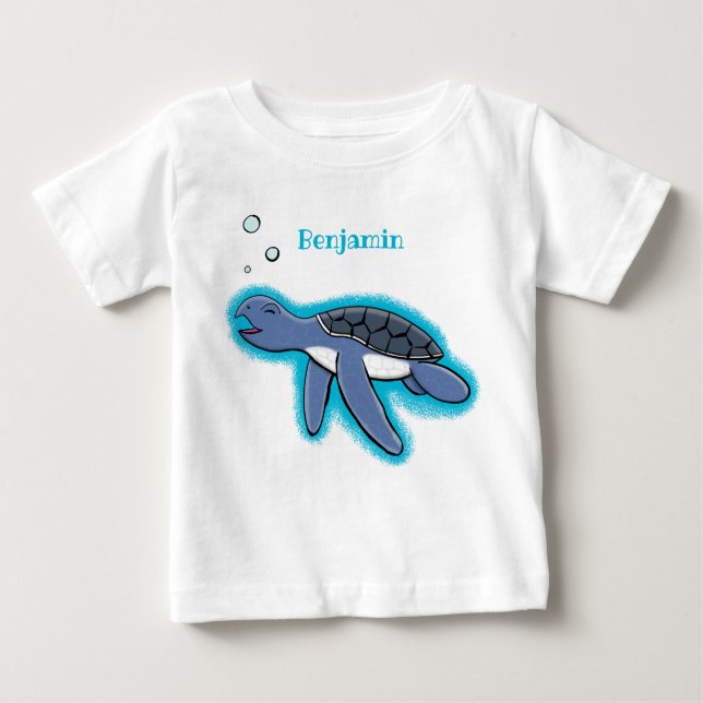 T-shirt Pour Bébé Illustration de la petite tortue de mer (Devant)