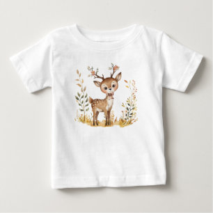 T-shirt Pour Bébé Illustration de l'aquarelle du cerf de bois mou
