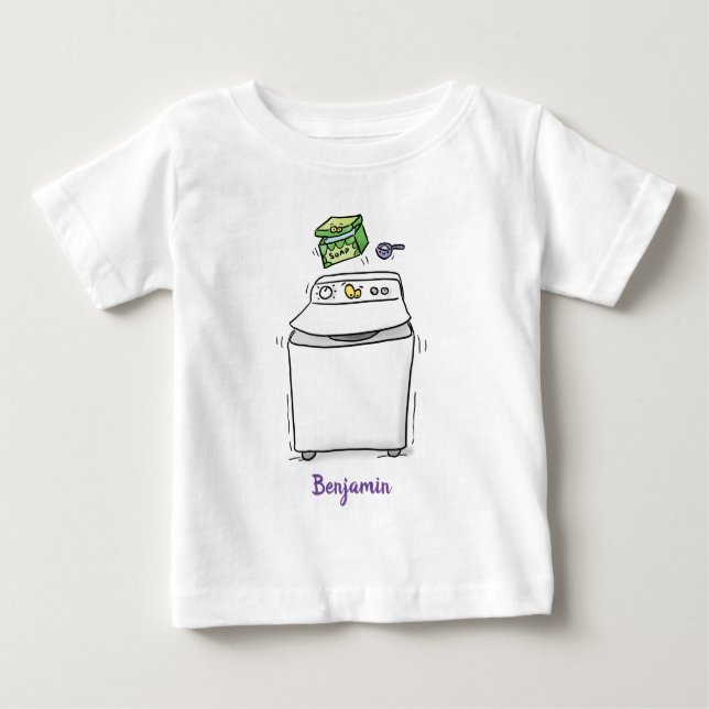 T-shirt Pour Bébé Illustration de lave-linge mignonne (Devant)