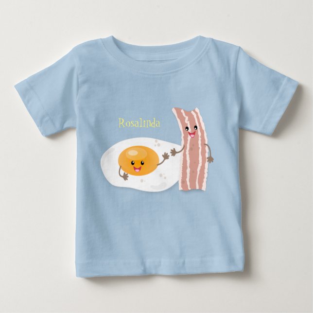 T-shirt Pour Bébé Illustration de l'oeuf de Cute kawaii et du bacon (Devant)