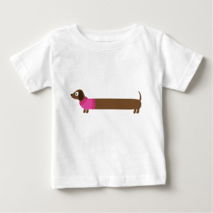 T-shirt Pour Bébé Illustration de mignonne long Dachshund