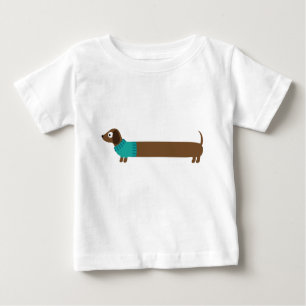 T-shirt Pour Bébé Illustration de mignonne long Dachshund