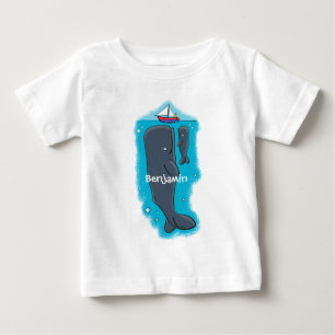 T-shirt Pour Bébé Illustration de mignons baleines et voiliers