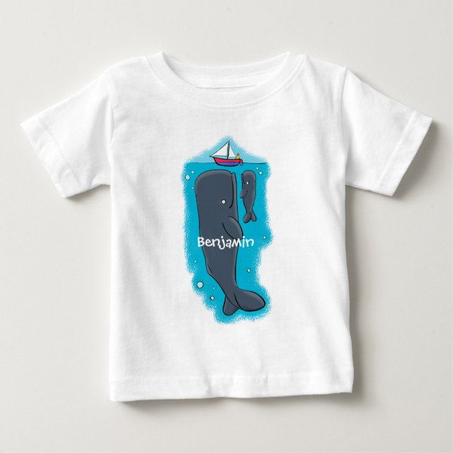 T-shirt Pour Bébé Illustration de mignons baleines et voiliers (Devant)