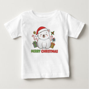 T-shirt Pour Bébé Illustration de ours polaire Noël mignon