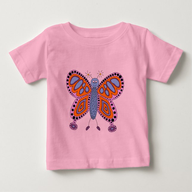 T-shirt Pour Bébé Illustration de papillon de dessin animé très symp (Devant)