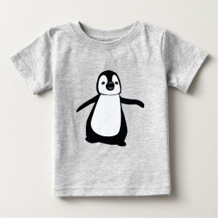 T-shirt Pour Bébé Illustration de pingouin noir et blanc Simple Cute