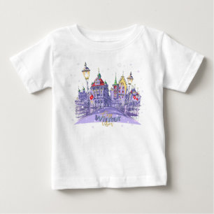 T-shirt Pour Bébé Illustration de ville hivernale confortable avec n