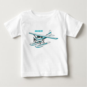 T-shirt Pour Bébé Illustration d'hydravion bleu blanc