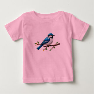 T-shirt Pour Bébé Illustration d'oiseau chanteur bleu sur une branch
