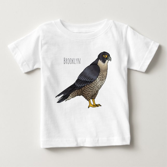 T-shirt Pour Bébé Illustration d'oiseau de faucon pèlerin (Devant)