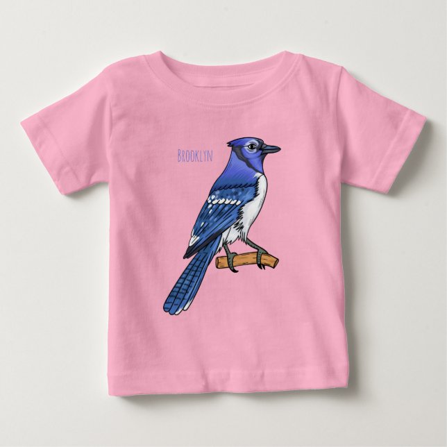 T-shirt Pour Bébé Illustration d'oiseau de jay bleu (Devant)