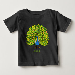 T-shirt Pour Bébé Illustration d'oiseau de paon brillant