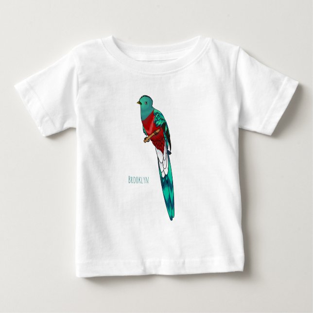 T-shirt Pour Bébé Illustration d'oiseau de quetzal resplendissant (Devant)