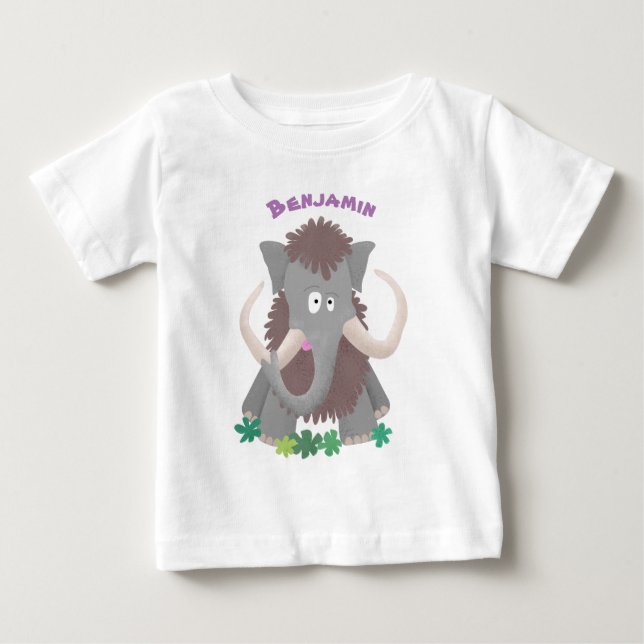 T-shirt Pour Bébé Illustration drôle de mammouth laineux (Devant)