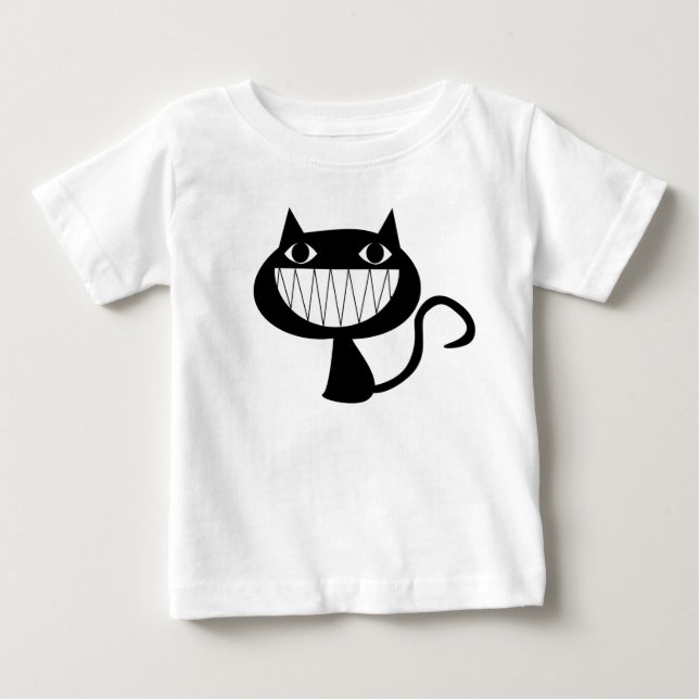 T-SHIRT POUR BÉBÉ ILLUSTRATION DU CHAT NOIR ET BLANC (Devant)