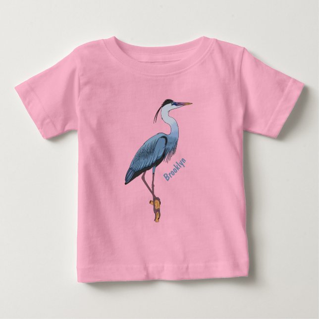 T-shirt Pour Bébé Illustration du grand héron bleu (Devant)