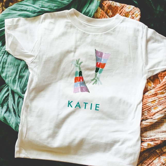 T-shirt Pour Bébé Illustration du nom personnalisé du Casquette de l (Party hat illustrations personalized name kids t-shirt.)