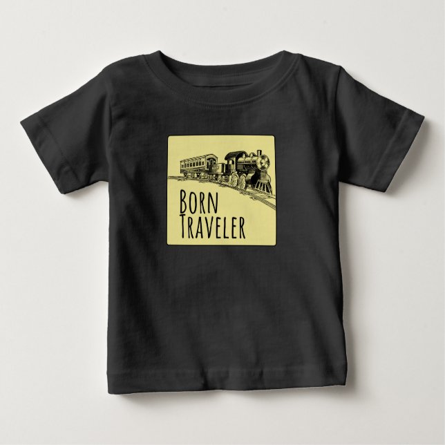 T-shirt Pour Bébé Illustration du train du voyageur né Arrière - pla (Devant)