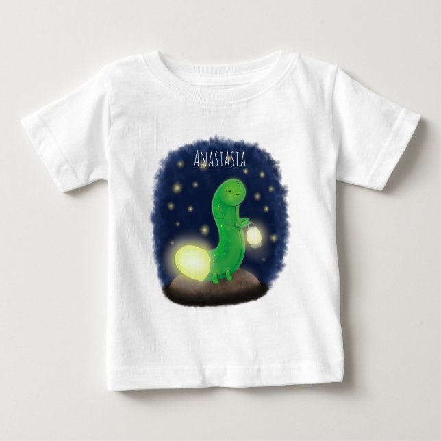T-shirt Pour Bébé Illustration du ver vert mou (Devant)