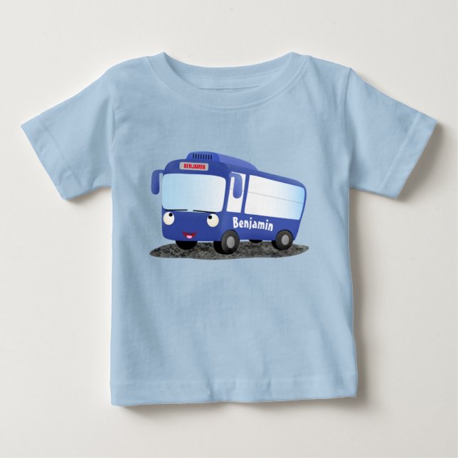 T-shirt Pour Bébé Illustration d'un bus moderne bleu mignon (Devant)