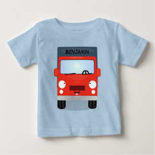 T-shirt Pour Bébé Illustration d'un camion kawaii rouge mou