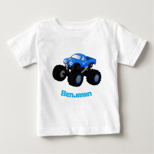 T-shirt Pour Bébé Illustration d'un camion monstre bleu mou