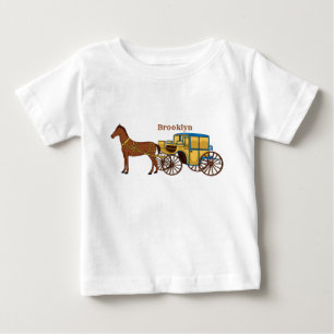 T-shirt Pour Bébé Illustration d'un cheval mignon et d'un carrosse r