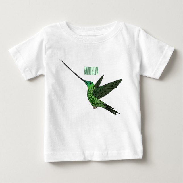 T-shirt Pour Bébé Illustration d'un colibri à bec épée (Devant)
