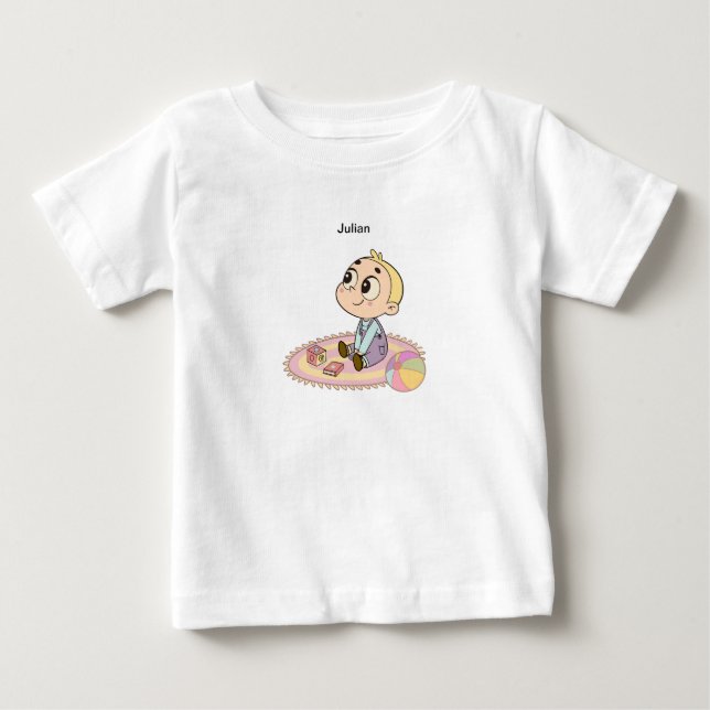 T-shirt Pour Bébé Illustration d'un garçon émerveillé (Devant)