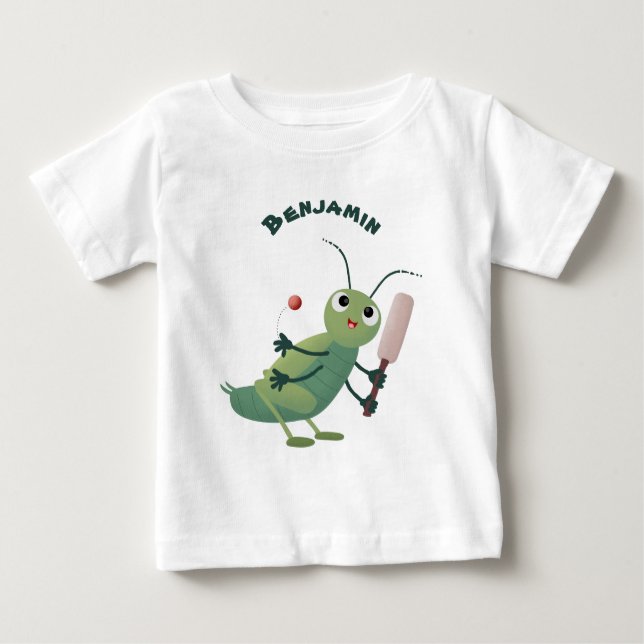 T-shirt Pour Bébé Illustration d'un insecte du cricket vert mou (Devant)