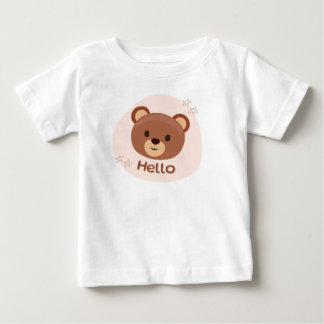 T-shirt Pour Bébé Illustration d'un ours en peluche "Bonjour" mignon