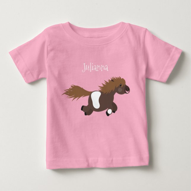 T-shirt Pour Bébé Illustration d'un poney de Shetland mignon (Devant)