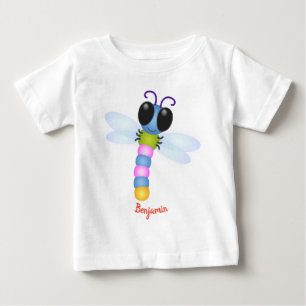 T-shirt Pour Bébé Illustration d'une libellule bleu et rose