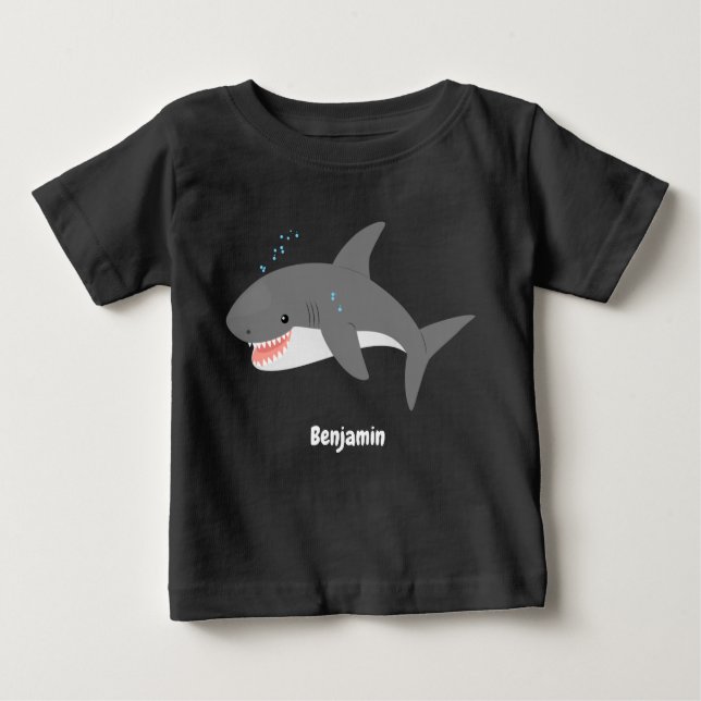 T-shirt Pour Bébé Illustration joyeuse du grand requin blanc (Devant)