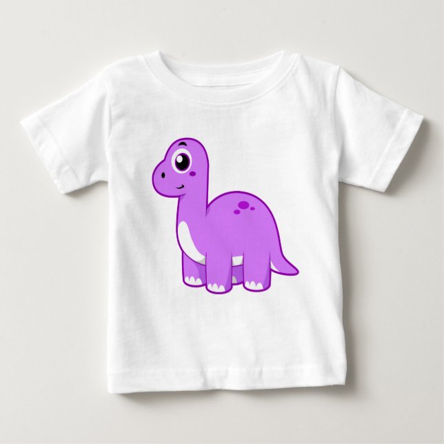 T-shirt Pour Bébé Illustration Mignonne D'Un Brontosaurus Dinosaure. (Devant)