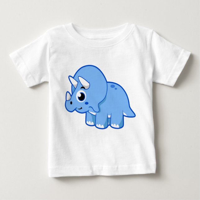 T-shirt Pour Bébé Illustration Mignonne D'Un Dinosaure Tricératops. (Devant)