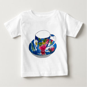 T-shirt Pour Bébé illustration originale de l'aquarelle Teacups vint