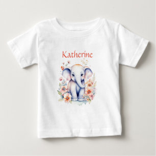 T-shirt Pour Bébé Illustration personnalisée d'un bébé éléphant