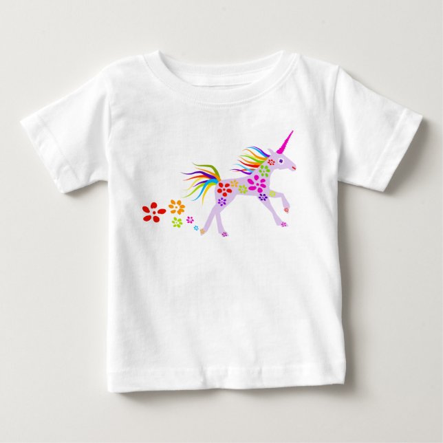 T-SHIRT POUR BÉBÉ ILLUSTRATION UNICORN VECTOR FLOWERS (Devant)